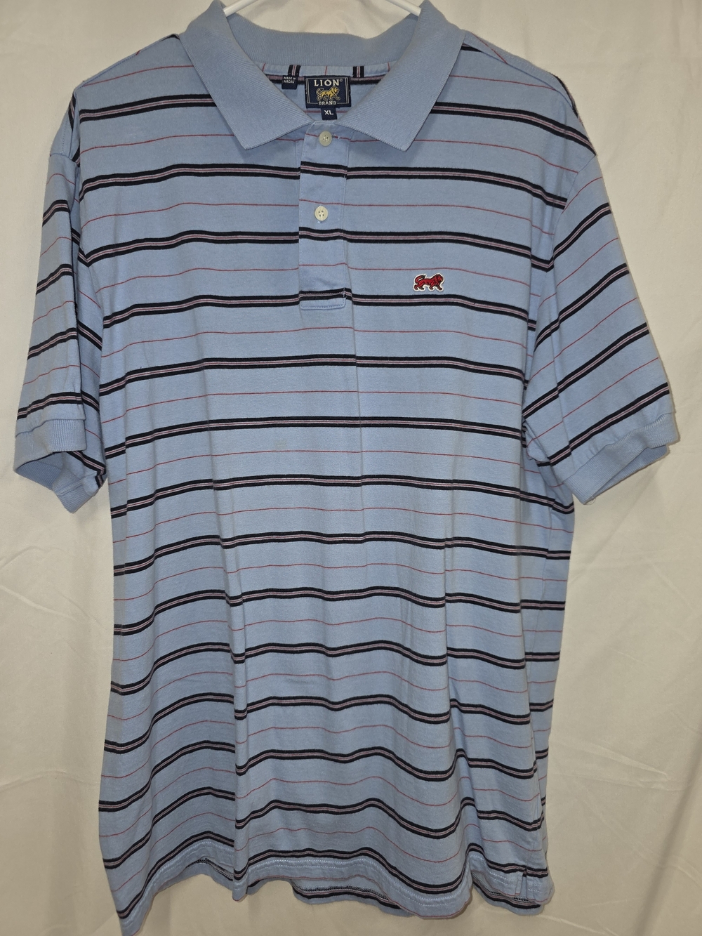 Lion of Porches Light Blue Striped Polo Shirt